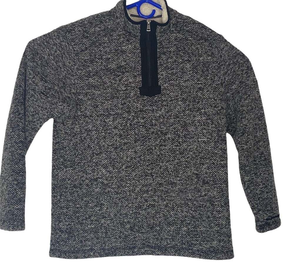 ORVIS Men Fleece Lined 1/4 Zip Pullover Sweatshirt Sweater Sz M Gray Preppy 7A-7